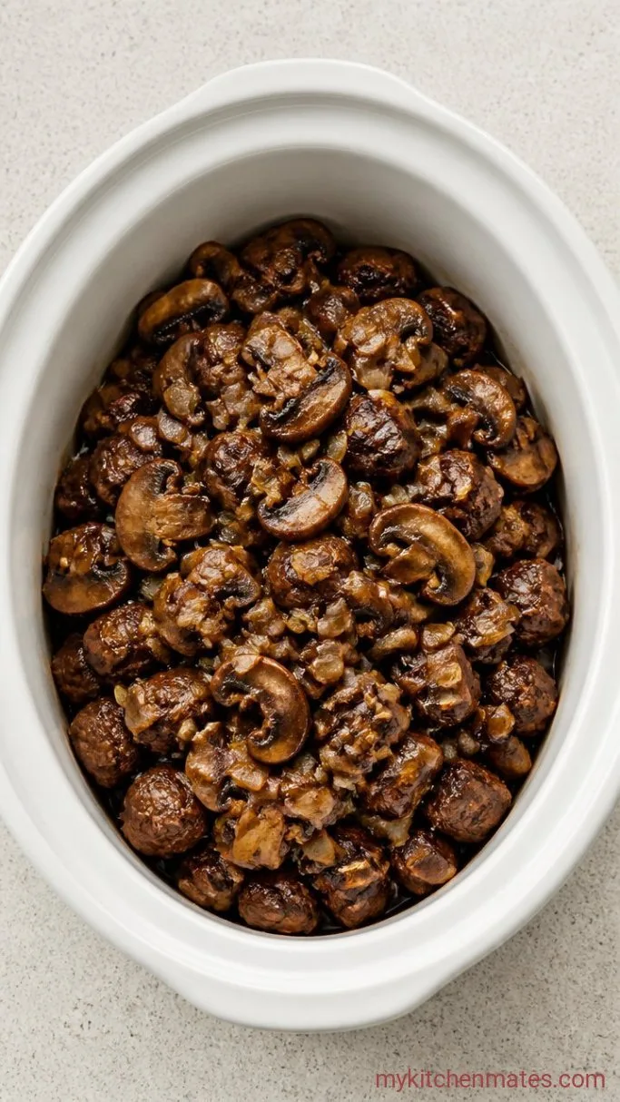 Creamy Slow Cooker Beef Stroganoff Step 2: Sauté the Mushrooms and Onions
