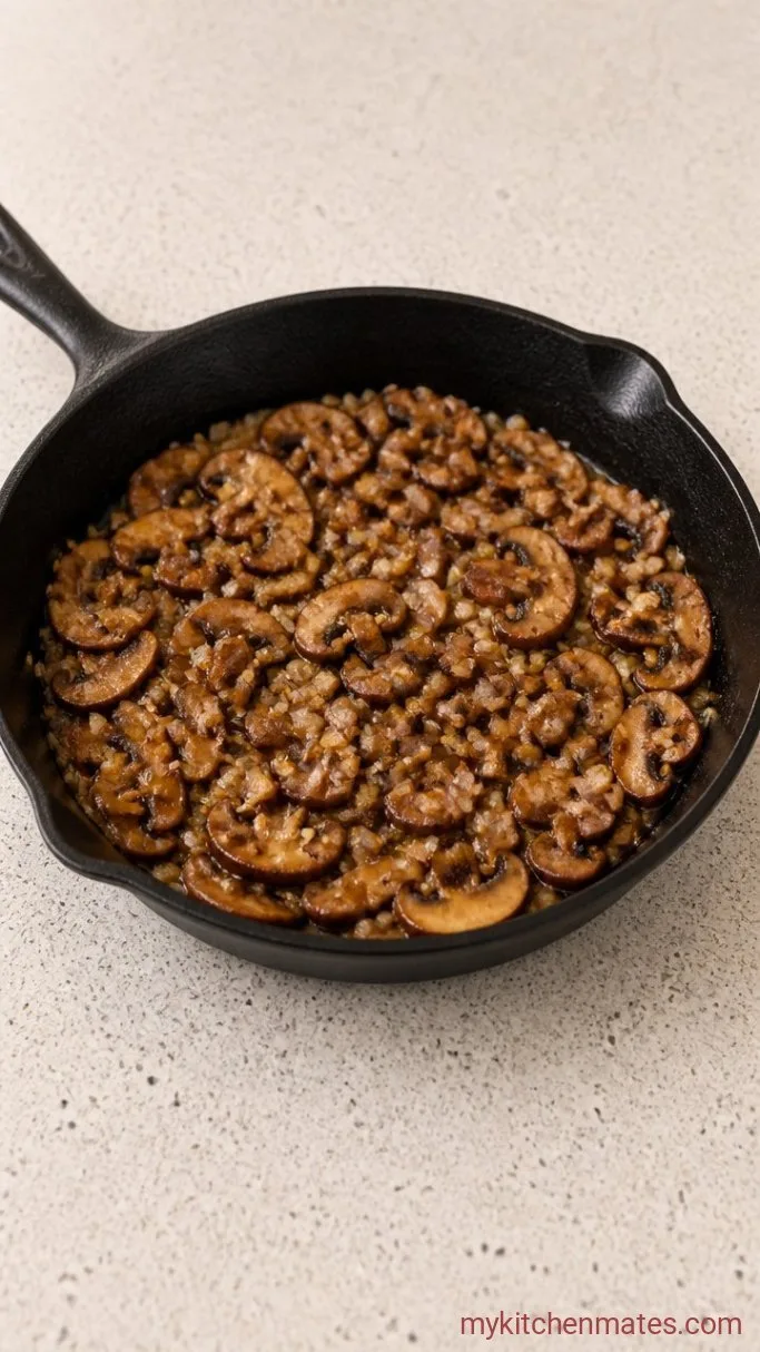 40-Minute Healthy Green Bean Casserole (No Canned Soup) Step 2: Sauté the Mushrooms and Shallot
