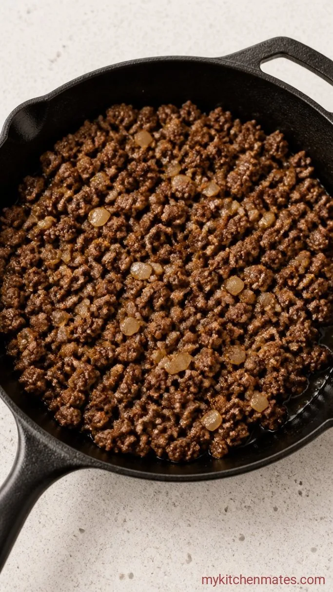 Step 2: Sauté the Onion and Brown the Beef