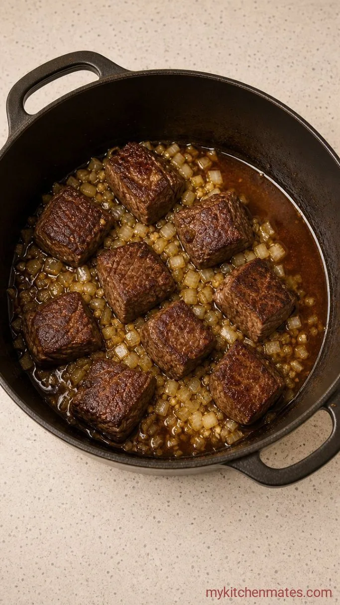 One-Pot Beef and Noodles That Falls Apart Tender Step 2: Sauté the Onion and Deglaze the Pot