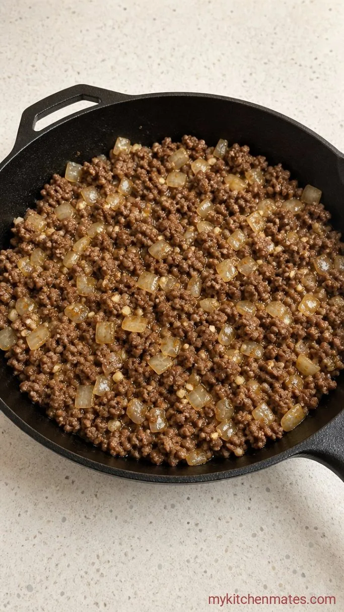 30-Minute Creamy Rotel Pasta With Ground Beef Step 2: Sauté the Onion and Garlic