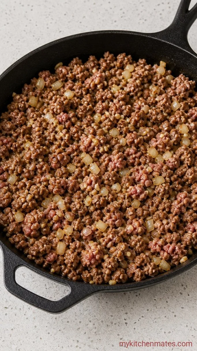 15-Minute High-Protein Cottage Cheese Beef Bowl Step 2: Sauté the Onion and Garlic