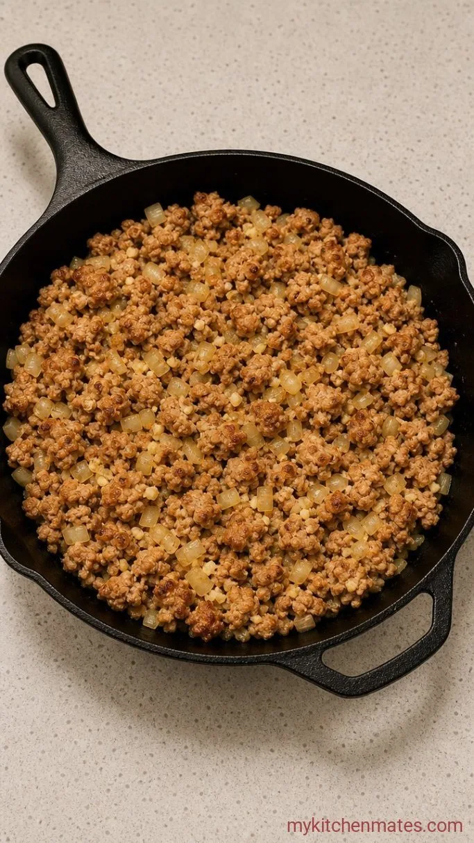 25-Minute Ground Turkey and Zucchini Skillet Step 2: Sauté the Onion and Garlic