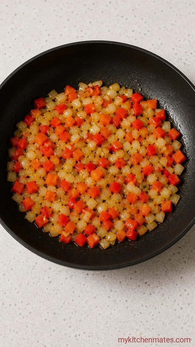 30-Minute High Protein Taco Bowls Step 2: Sauté the Onion and Pepper