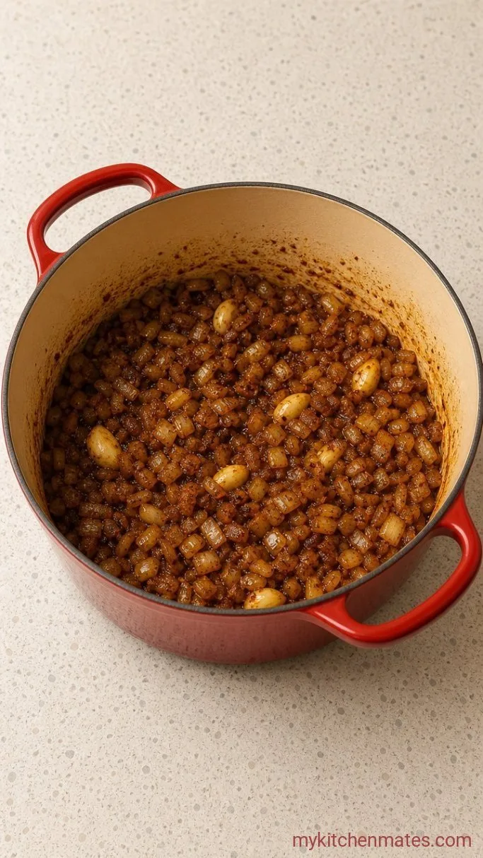 Rich Pumpkin Chili (One Pot) Step 2: Sauté the Onion and Spices