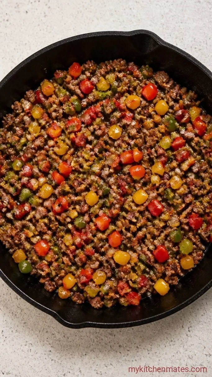 Cheesy One-Pan Bell Pepper Casserole Step 2: Sauté the Peppers and Garlic