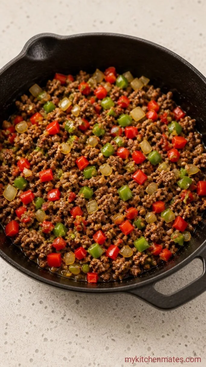 30-Minute Stuffed Pepper Bowls Step 2: Sauté the Peppers and Garlic