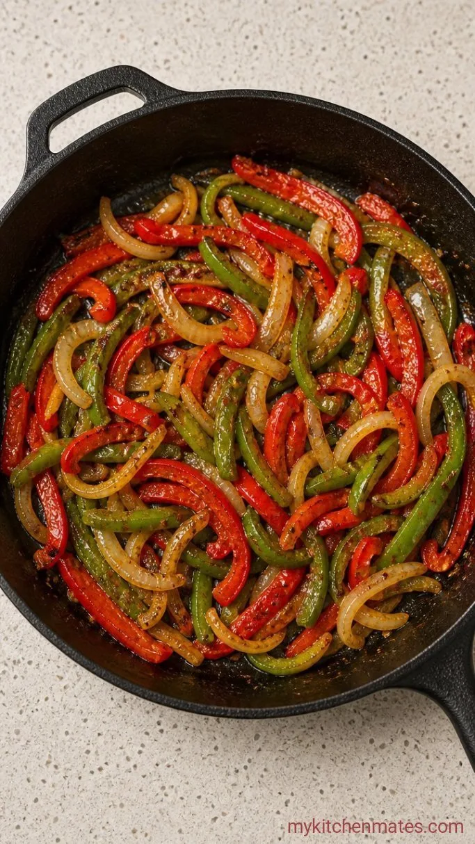 30-Minute Beef and Pepper Rice Bowls Step 2: Sauté the Peppers and Onion