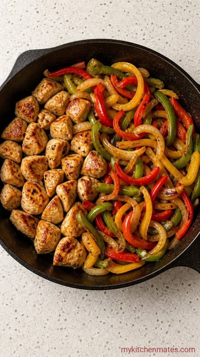 One-Pan Chicken Fajita Casserole Step 2: Sauté the Peppers and Onions
