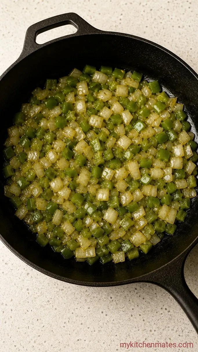 35-Minute Philly Cheesesteak Casserole Step 2: Sauté the Peppers and Onions