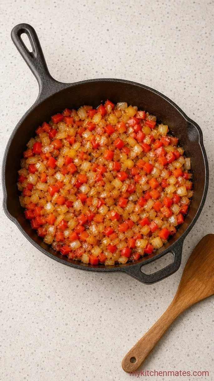 Make-Ahead Gluten-Free Breakfast Casserole Step 2: Sauté the Peppers and Onions