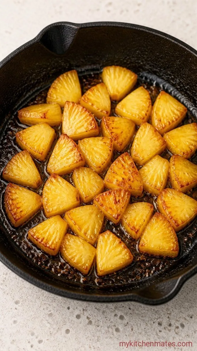 20-Minute Sticky Honey Pineapple Salmon Step 2: Sauté the Pineapple