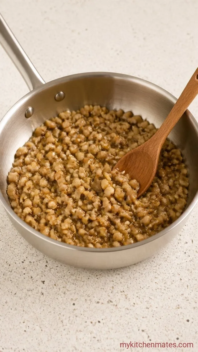 Easy Cheesy Vegetarian Stuffed Mushrooms Step 2: Sauté the Stems and Garlic