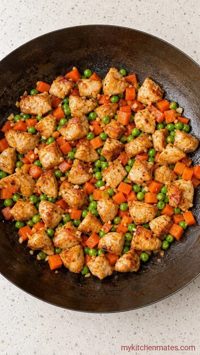 Quick 25-Minute Chicken Fried Rice Step 2: Sauté the Vegetables and Aromatics