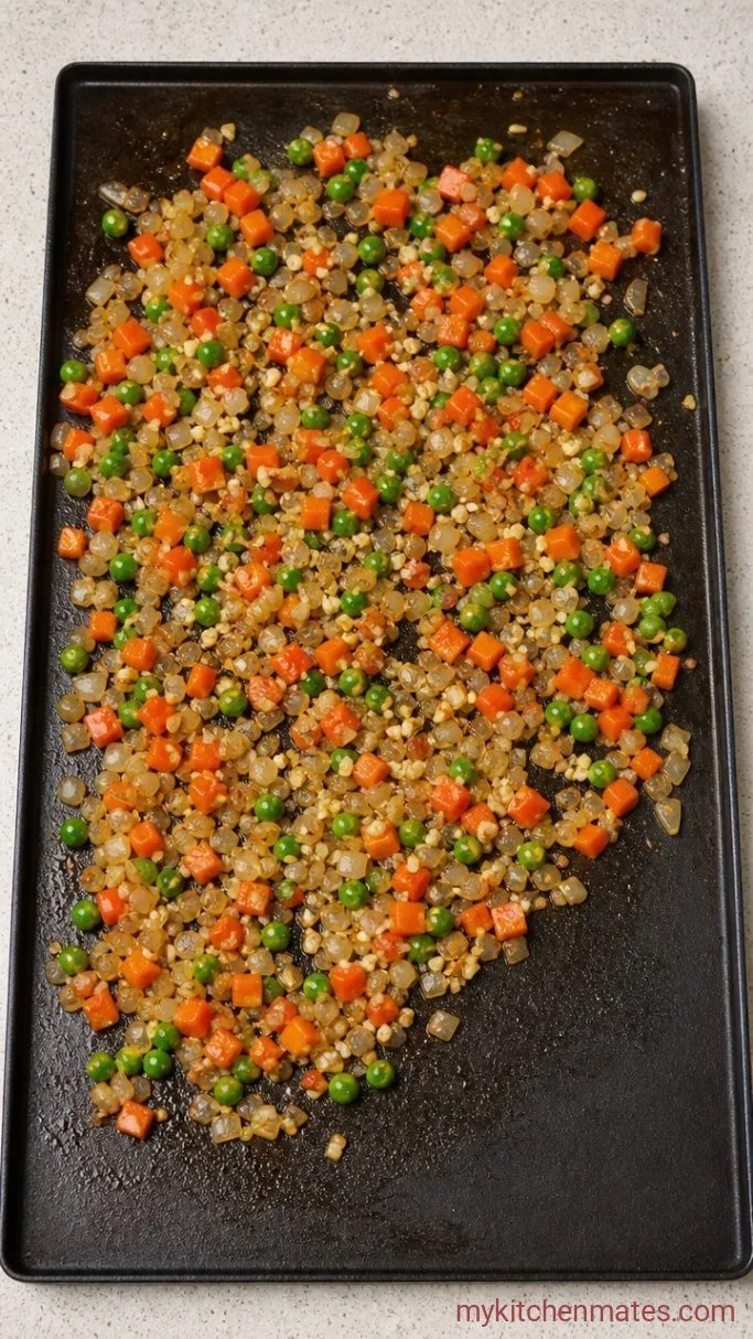 Crispy Blackstone Chicken Fried Rice (Ready in 20 Minutes) Step 2: Sauté the Vegetables