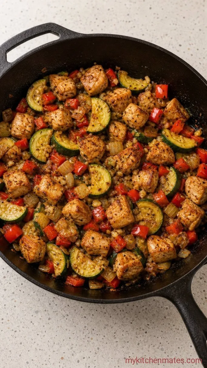 30-Minute Skillet Tex-Mex Chicken and Zucchini Step 2: Sauté the Vegetables