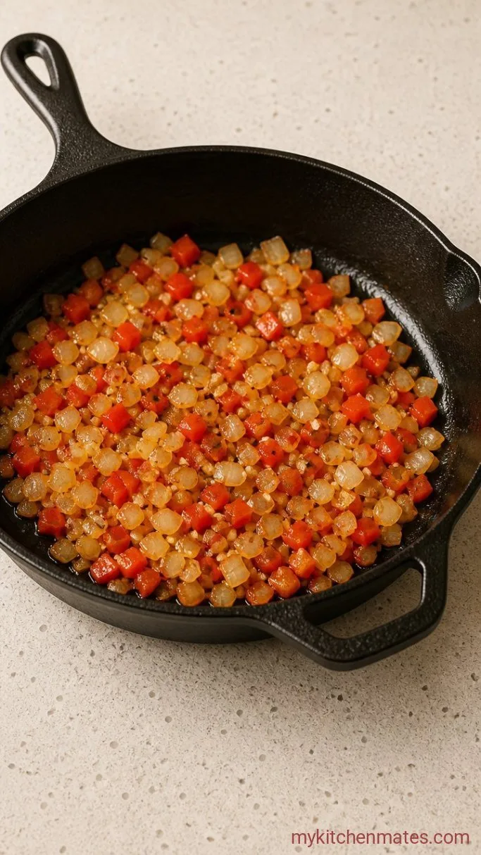 30-Minute Ground Beef Skillet with Black Beans and Corn Step 2: Sauté the Vegetables