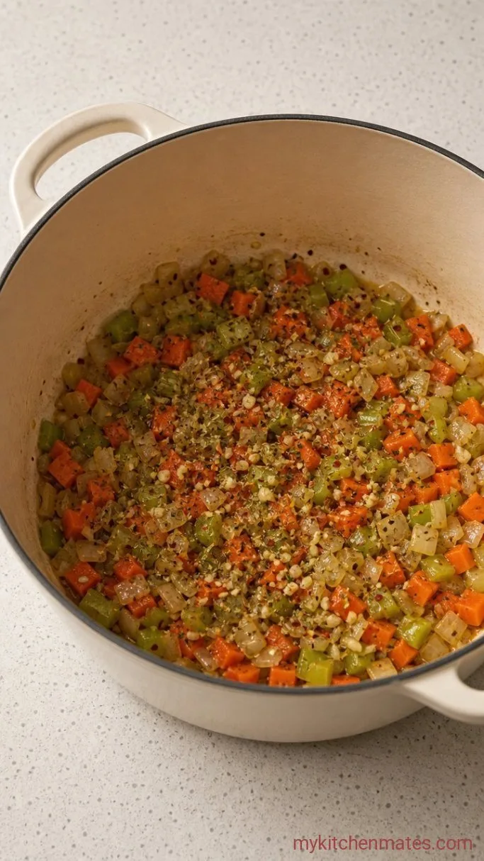 One-Pot Italian Sausage White Bean Soup Step 2: Sauté the Vegetables