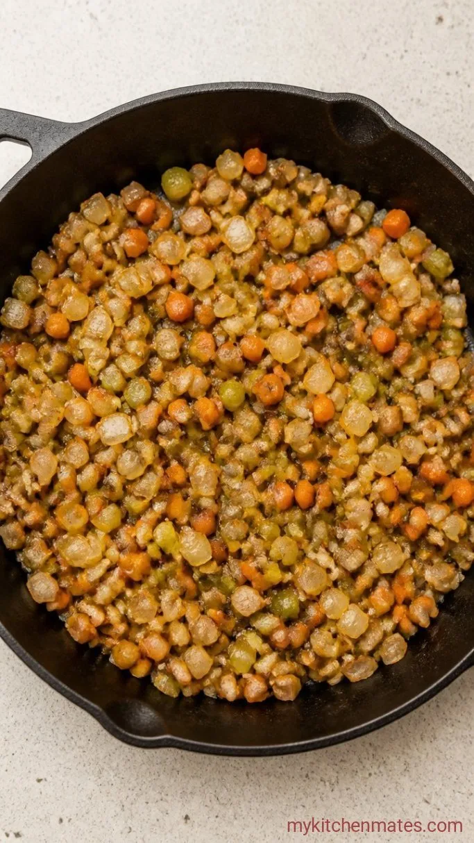 Hearty Vegan Shepherd’s Pie with Lentils and Mushrooms Step 2: Sauté the Vegetables