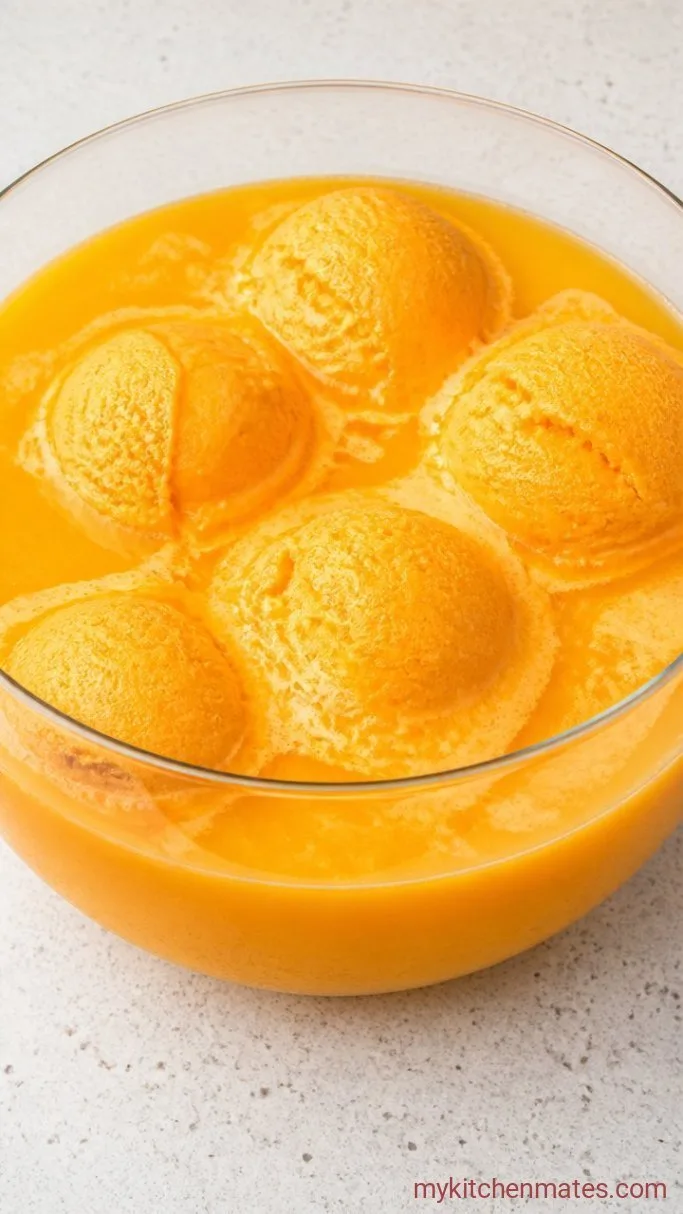 3-Ingredient Party Punch (Just Juice, Sherbet, Soda) Step 2: Scoop in the Sherbet