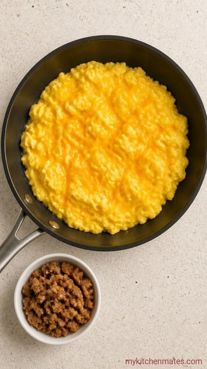 20-Minute Keto Breakfast Burrito Step 2: Scramble the Eggs
