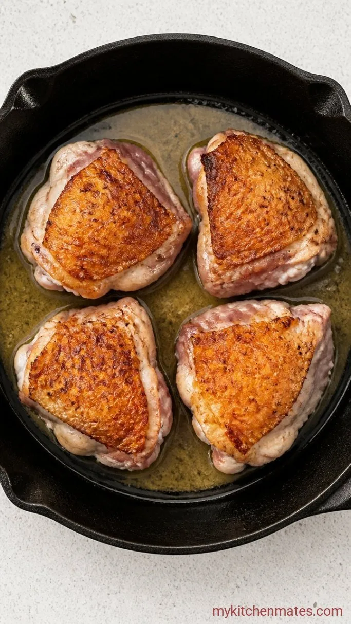 Pan-Seared Carnivore Chicken Thighs (Crispy & Juicy) Step 2: Sear Skin-Side Down