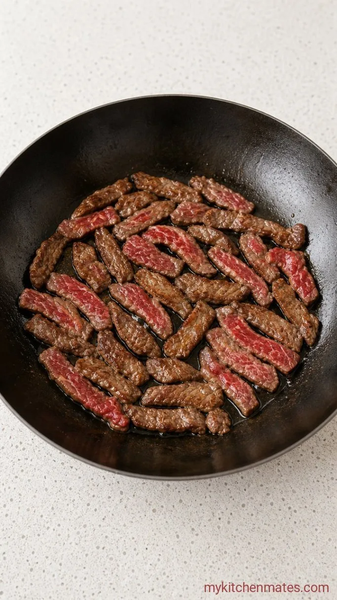 20-Minute Beef Teriyaki Stir Fry Step 2: Sear the Beef