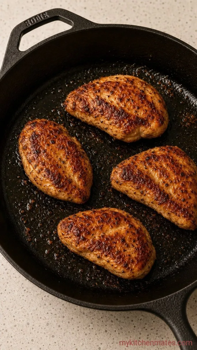 Juicy High Protein Chicken Breast with Lemon and Herbs Step 2: Sear the Chicken on Both Sides