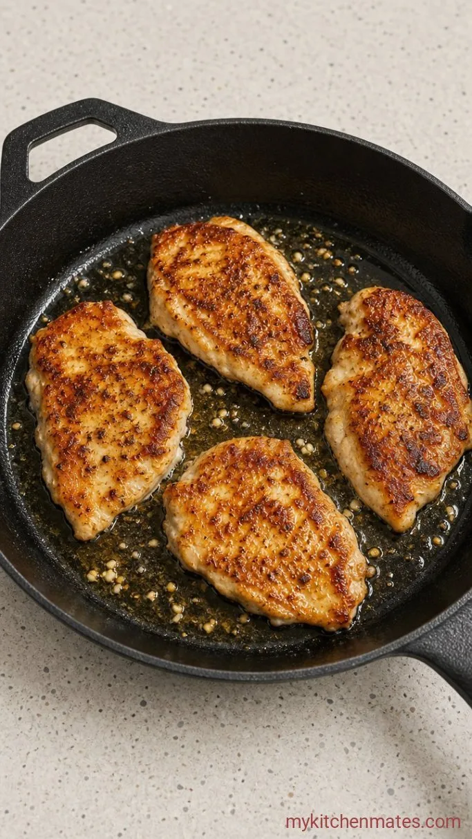 Quick Lemon Butter Thinly Sliced Chicken Breasts Step 2: Sear the Chicken