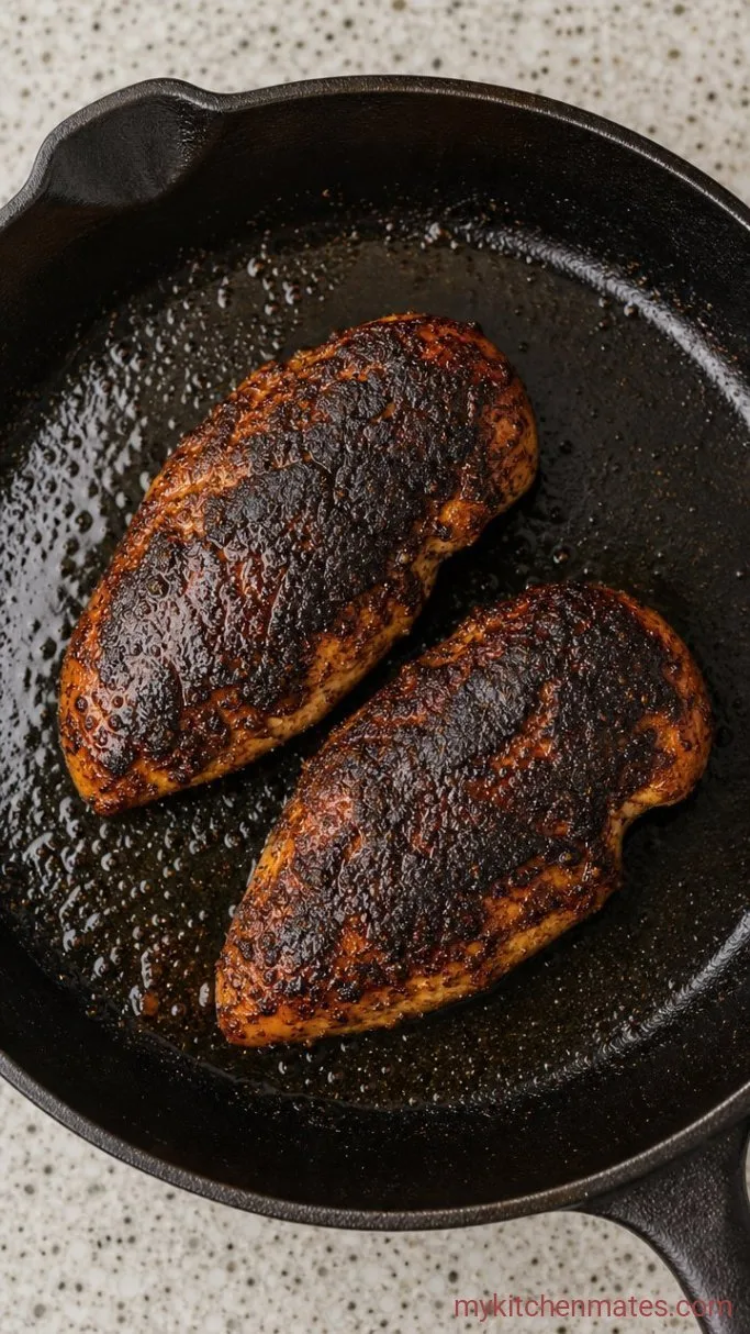 30-Minute Blackened Chicken Alfredo Step 2: Sear the Chicken