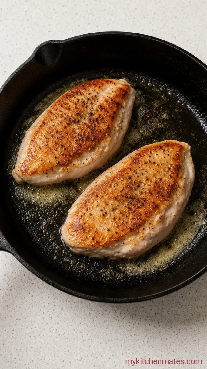 Quick Creamed Chicken Over Biscuits Step 2: Sear the Chicken