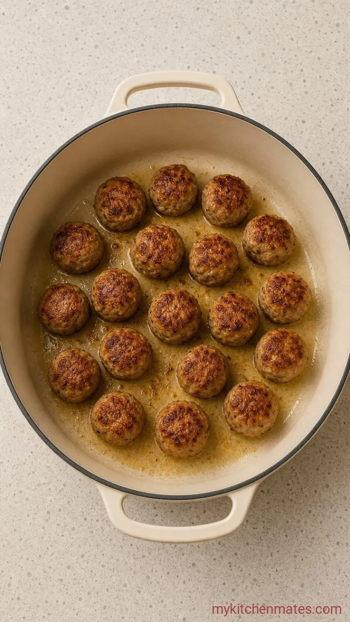 30-Minute Turkey Meatball Soup Step 2: Sear the Meatballs