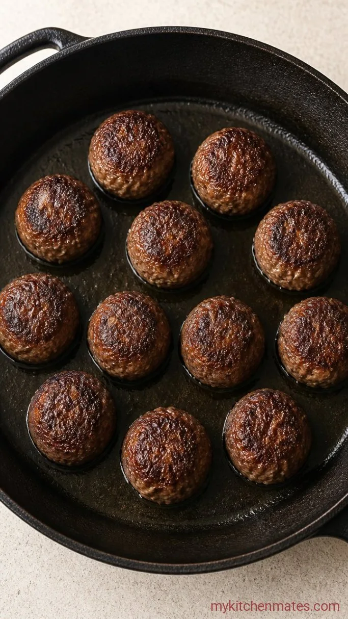 Mediterranean Lamb Meatball Bowls Step 2: Sear the meatballs