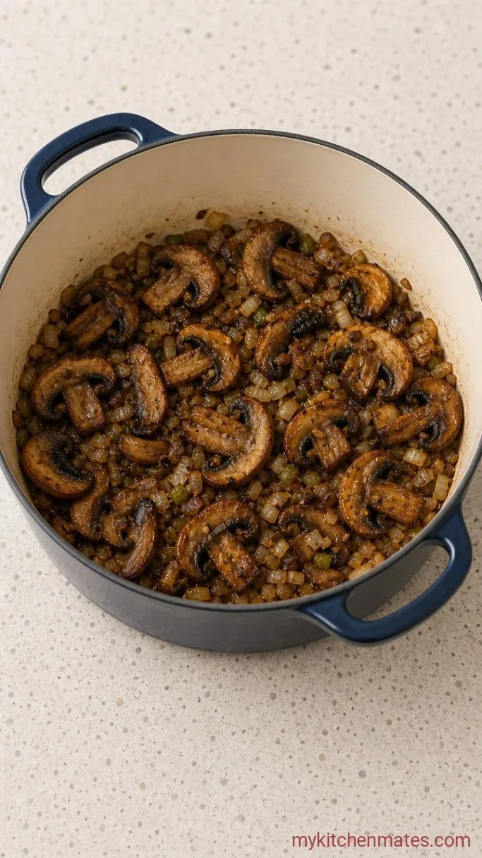 One-Pot Creamy Mushroom Wild Rice Soup Step 2: Sear the Mushrooms