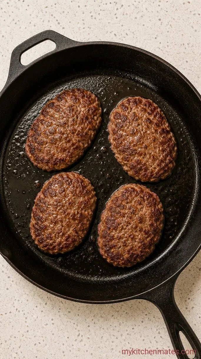 Old-Fashioned Poor Man’s Steak with Onion Gravy Step 2: Sear the Patties