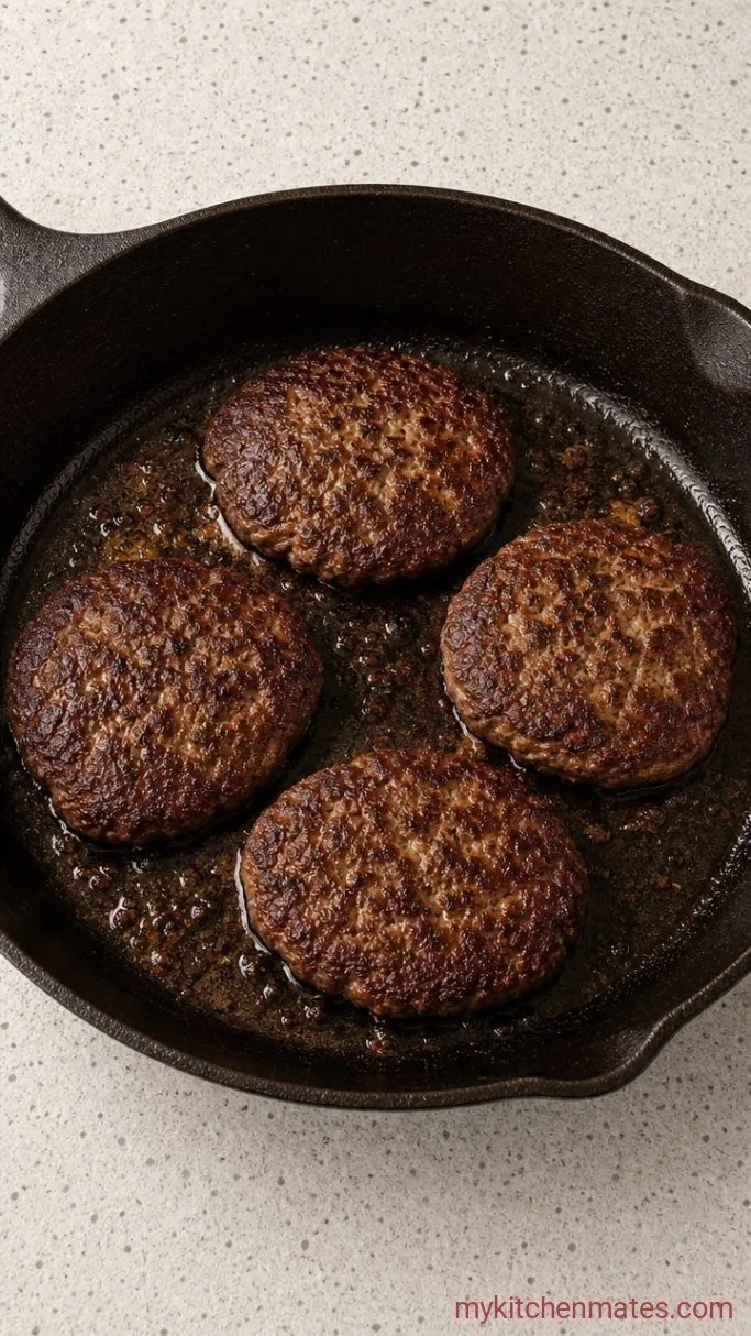 Juicy Hamburger Steak with Brown Gravy Step 2: Sear the Patties
