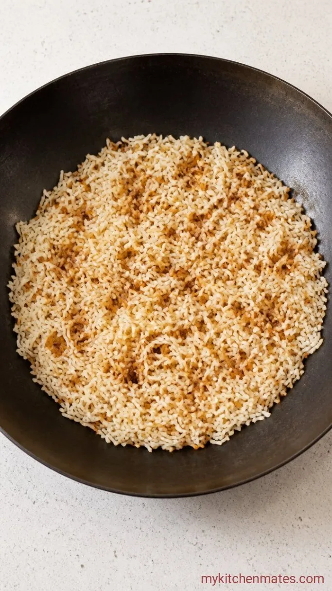 15-Minute Vegetable Fried Rice (Crispy, Flavorful, and Fast) Step 2: Sear the Rice