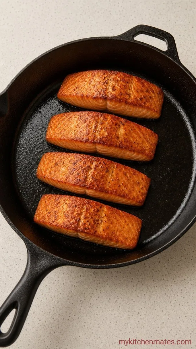 Sticky Cajun Honey Butter Salmon Step 2: Sear the Salmon