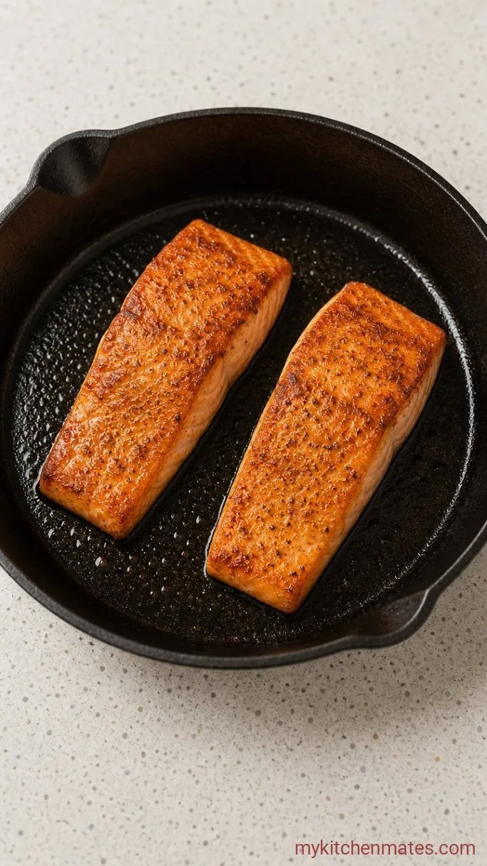 Pan-Seared Salmon Caesar Salad Step 2: Sear the Salmon