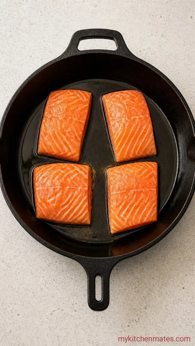 20-Minute Sticky Honey Garlic Salmon Step 2: Sear the Salmon