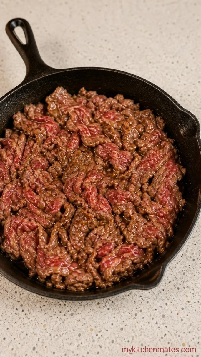 Classic Philly Cheese Steak Sandwich Step 2: Sear the Shaved Steak