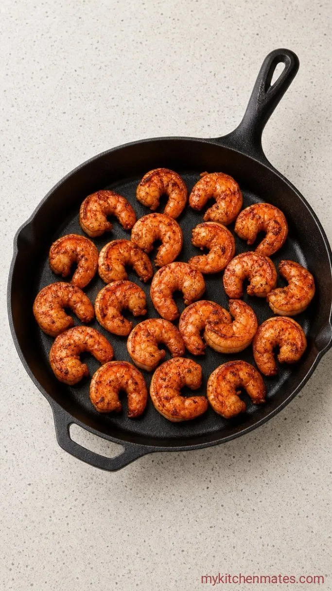 Crispy Sheet Pan Loaded Shrimp Nachos Step 2: Sear the Shrimp