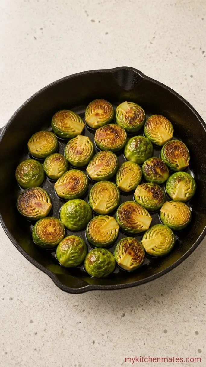 Quick & Crispy Pan-Fried Brussels Sprouts Step 2: Sear the Sprouts