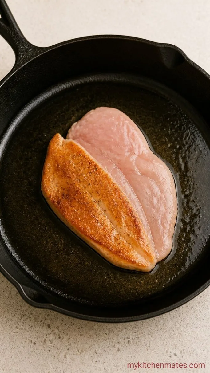 Quick Pan-Seared Wild Turkey Breast with Herb Butter Step 2: Sear the Turkey