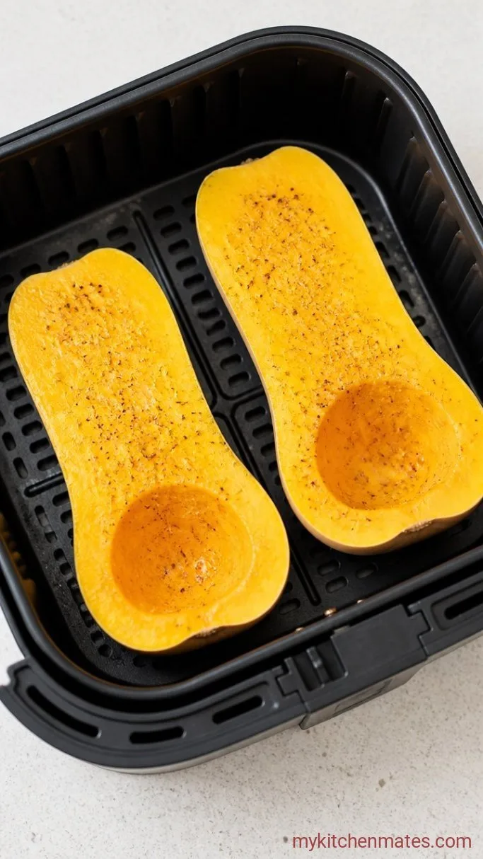 25-Minute Air Fryer Spaghetti Squash Step 2: Season and Air Fry