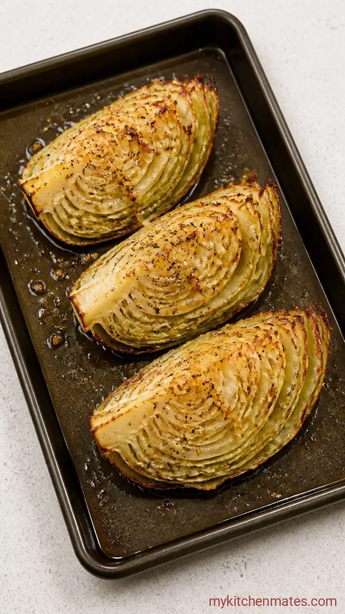 Garlic Parmesan Roasted Cabbage Wedges Step 2: Season and Roast the Wedges