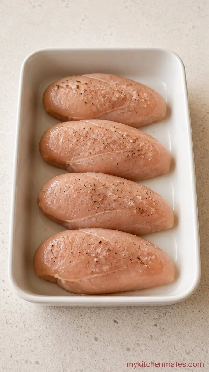 Easy Baked Chicken with Cream of Mushroom (5 Ingredients) Step 2: Season the Chicken