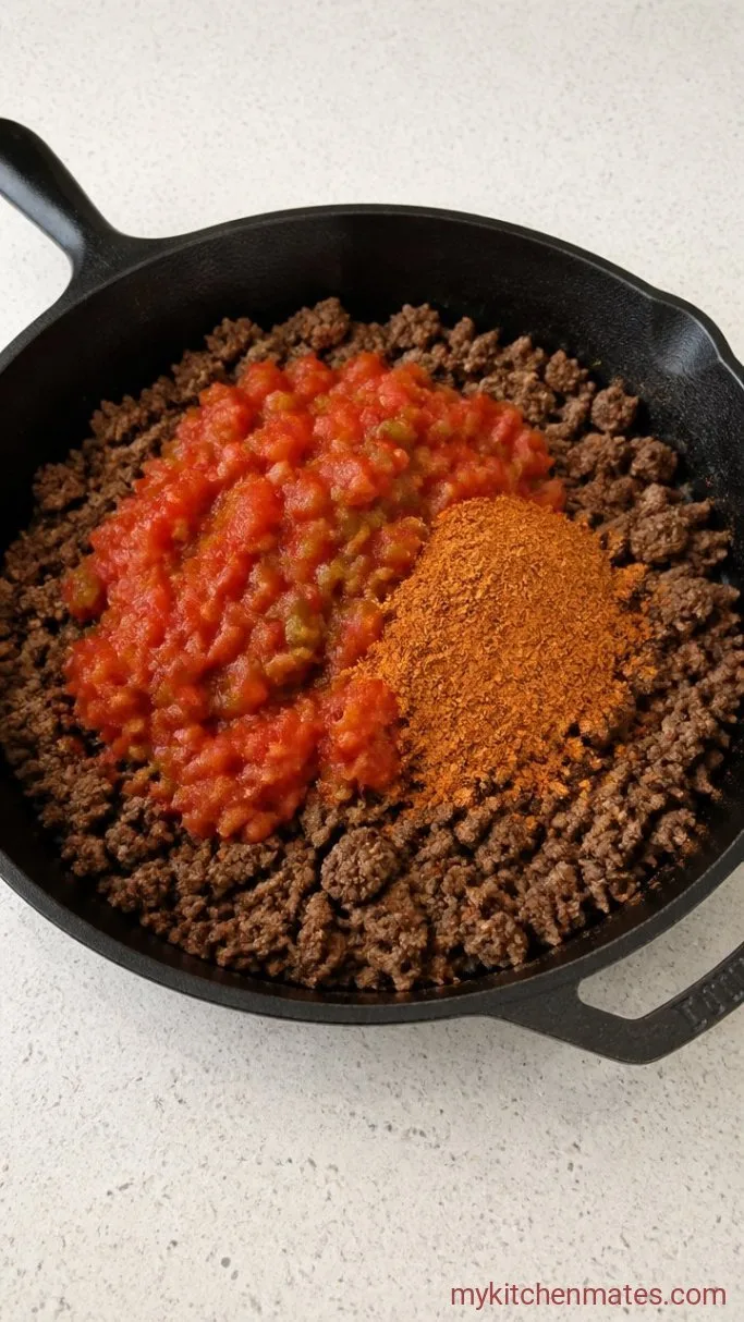 30-Minute Sheet Pan Taco Bake with Crispy Tortillas Step 2: Season the Filling