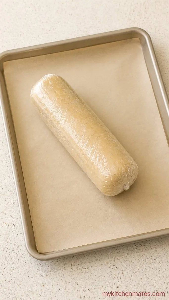 Crisp and Buttery Brown Sugar Shortbread Cookies Step 2: Shape and Chill the Log