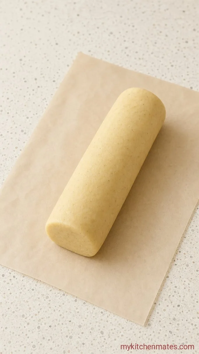 4-Ingredient Buttery Gluten Free Shortbread Cookies Step 2: Shape the Dough into a Log